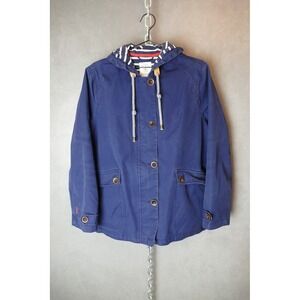 Joules Navy Blue Hooded Utility Jacket with Striped Lining